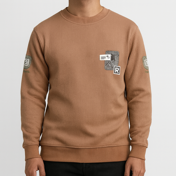 Modern Patch Textured Pullover
