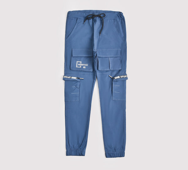 Men's Blue Cargo Trousers with Six Pockets by The Legend Style – Comfortable and Stylish Workwear Essentials