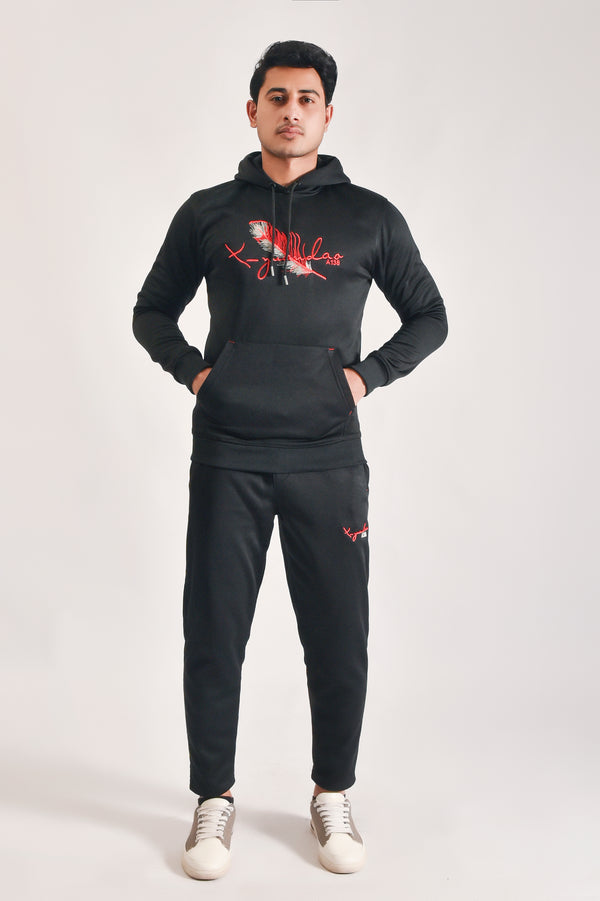 Black Embroidered Comfort Tracksuit